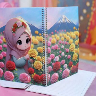 دفتر-خط-دار-مشکات-طرح-دختر-و-گل